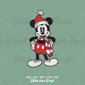 Motif de broderie de Noël : bonnet de Noel, écharpe, oreilles de souris (plusieurs tailles et formats)