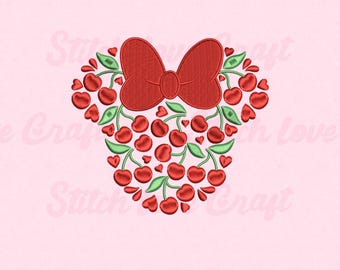 Valentines Mouse Embroidery Design: Love Hearts, Mouse Cherry (Multiple Sizes & Formats)