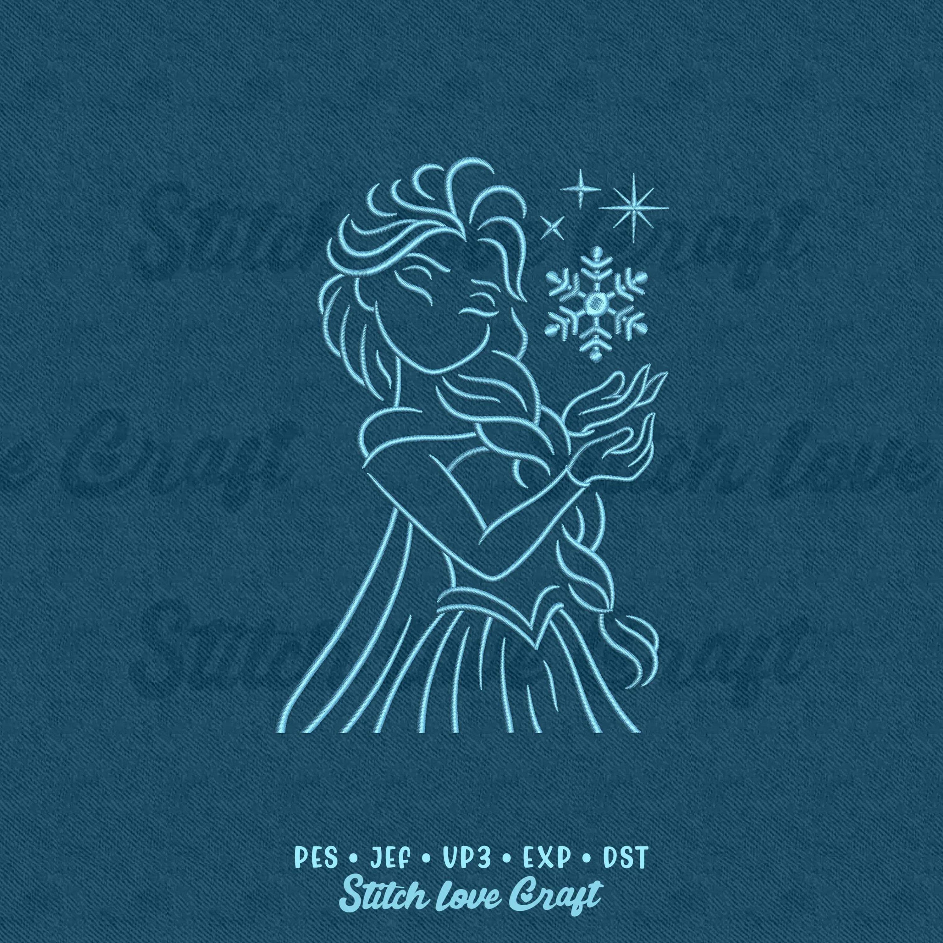 Snow Princess Design Princess Embroidery Design: Frozen Snowflake Ice Princess (multiple ...