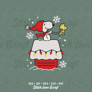 Christmas Embroidery Design: Christmas House, Lights, Classic Cartoon Dog (Multiple Sizes & Formats)