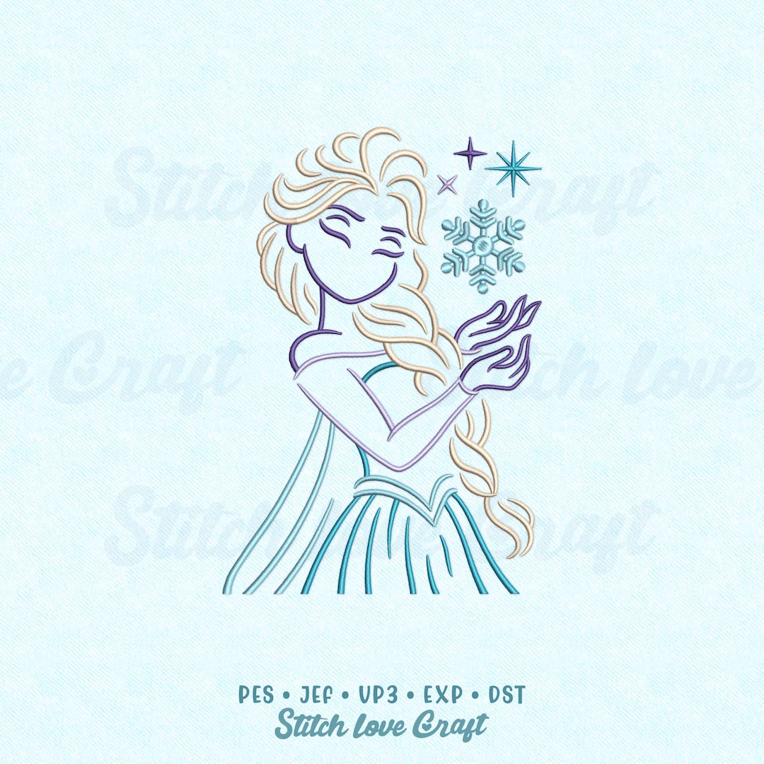 Snow Princess Design Princess Embroidery Design: Frozen Snowflake Ice Princess (multiple ...