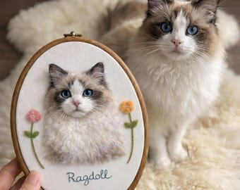 Ricami personalizzati di ritratti di animali domestici, opere d'arte fatte a mano in feltro raffiguranti cani e gatti, regali commemorativi, ottimi regali di Pasqua