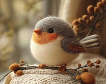 Statuetta di uccello in feltro di lana fatta a mano, statua di animale in lana, interessante decorazione per la casa.