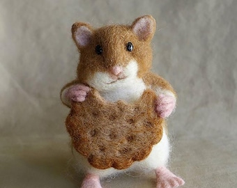 Ornamento fatto a mano in feltro di lana a forma di topo, statua di animale in lana, interessante decorazione per la casa