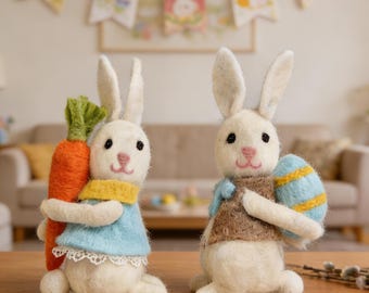 Decorazioni pasquali personalizzate a forma di coniglietto, bambole di feltro fatte a mano, cestini festivi e decorazioni per le feste