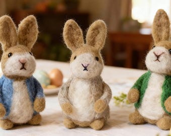 Decorazione pasquale in feltro a forma di coniglio, statua di coniglio personalizzata fatta a mano, regalo di Pasqua