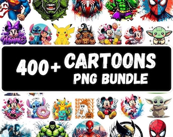 400+ Cartoon Character PNG Bundle, Anime Clipart (Digital Download)