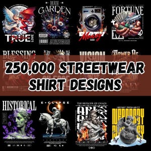Paquete de más de 250.000 diseños PNG de camisetas urbanas: moda urbana, gráficos tipográficos para marcas de ropa y de venta directa