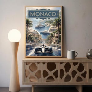 Monaco Fine Art Poster | Vintage Racing Decor | Luxury Wall Art | Gift for Car Enthusiasts | Home Office Decoration | Travel Inspiration