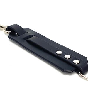 WARRIOR Emblem - Minimalist Black Genuine Leather Keychain with D-Ring