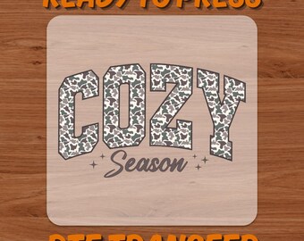 Preppy Camo DTF Transfer, Ready to Press Western Cozy Season Cowboy Design
