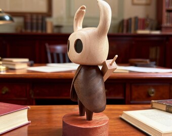 Sculpture en bois de santal sur le thème de Hollow Knight • Figurine magnétique amovible, sculpture sur bois, cadeau en bois