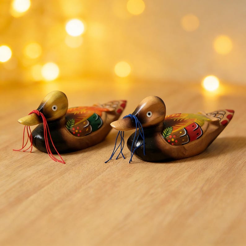 Hand-carved Pine Wood Mandarin Duck Figurines, Couple Gift - Etsy
