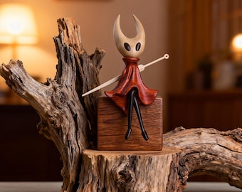 Sculpture en bois de noyer sur le thème de Hollow Knight, cadeaux pour joueur, sculptures en bois et cadeaux de Pâques