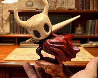 Sculpture Hollow Knight en noyer • Figurine magnétique amovible, cadeau pour les fans de jeu