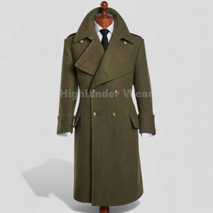 Abrigo militar para hombre hecho a mano / Mezcla de lana, estilo vintage