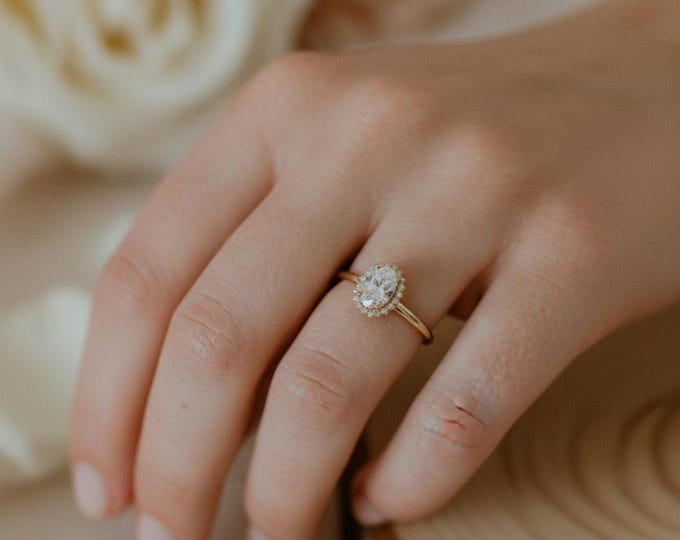 Featured listing image: Vintage Oval Moissanite Ring | 14K Solid Gold Solitaire Bridal Ring