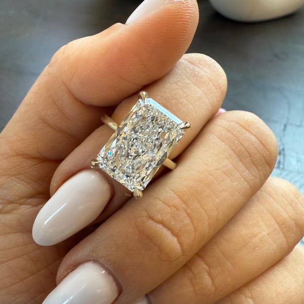 Pierścionek zaręczynowy z diamentem Moissanite o szlifie radiant 6 CT | Obrączka ślubna Big Stone | Pierścionek Proposel