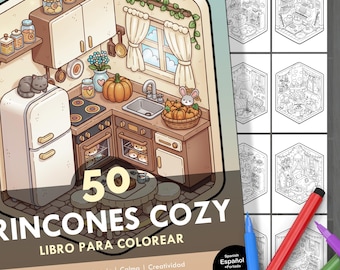 Cozy Corners Coloring Book. 50 Cozy Illustrations + Cover. Kids & Adults. Relaxation, Stress Relief, Creative Fun. Instant Digital Download