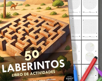 Maze Activity Book. Children Ages 4-12. 50 Fun Brain Teasers + Solutions. Mental Puzzle Challenges, Concentration. Instant Digital Download