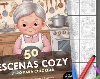 Cozy Scenes Coloring Book. 50 Cozy Illustrations + Cover. Kids & Adults. Relaxation, Stress Relief, Creative Fun. Instant Digital Download