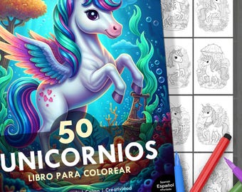 50 Magic Unicorns. Coloring Book with Unicorn Pages for Children ages 4-12. Magical, Adorable and Fun Scenes. Stress Relief and Relaxation