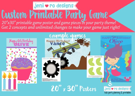 Custom Printable Party Game, Pin the X Game, Your Theme, Your Idea, Personalized, Custom Design Game, Printable Party Game, Custom Game Il_570xn