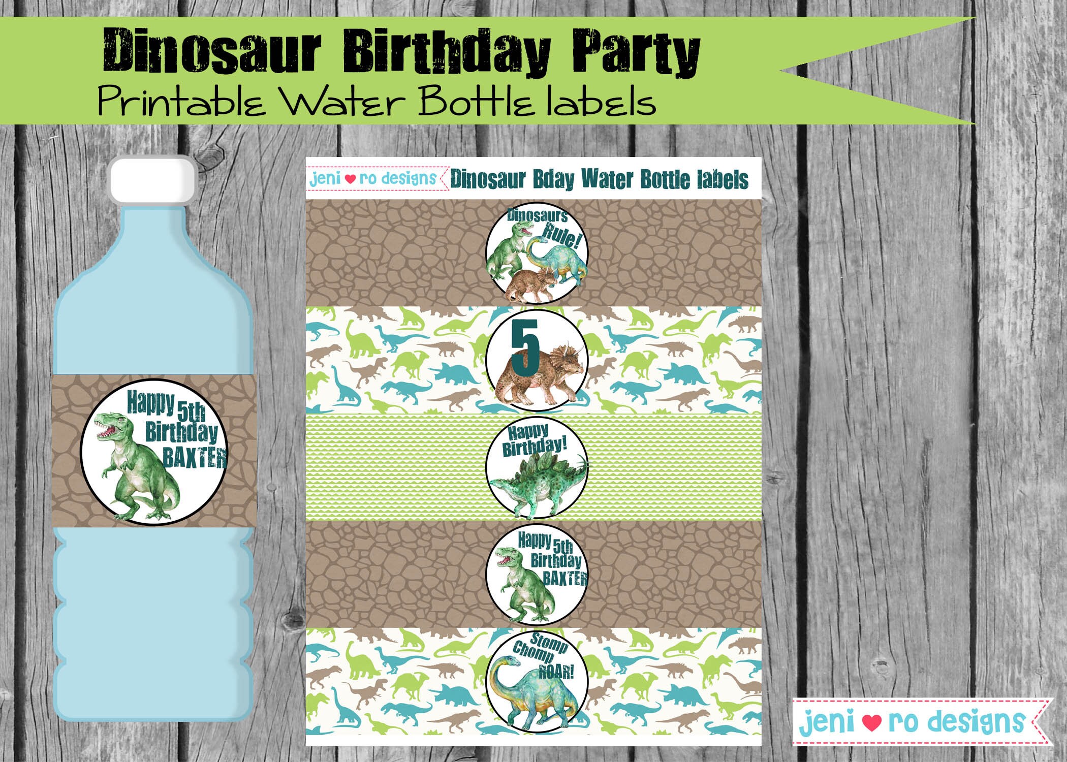 dinosaur birthday water bottle labels printable water