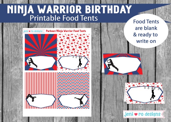 Ninja Warrior Birthday, Parkour Party, Printable Food Tents ...