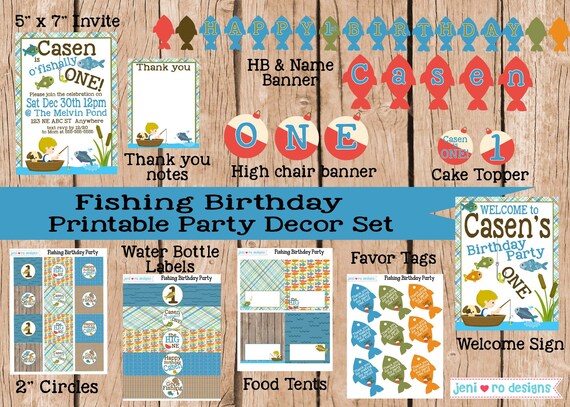 INSTANT DOWNLOAD Fishing Birthday Gone Fishing Fishing Party