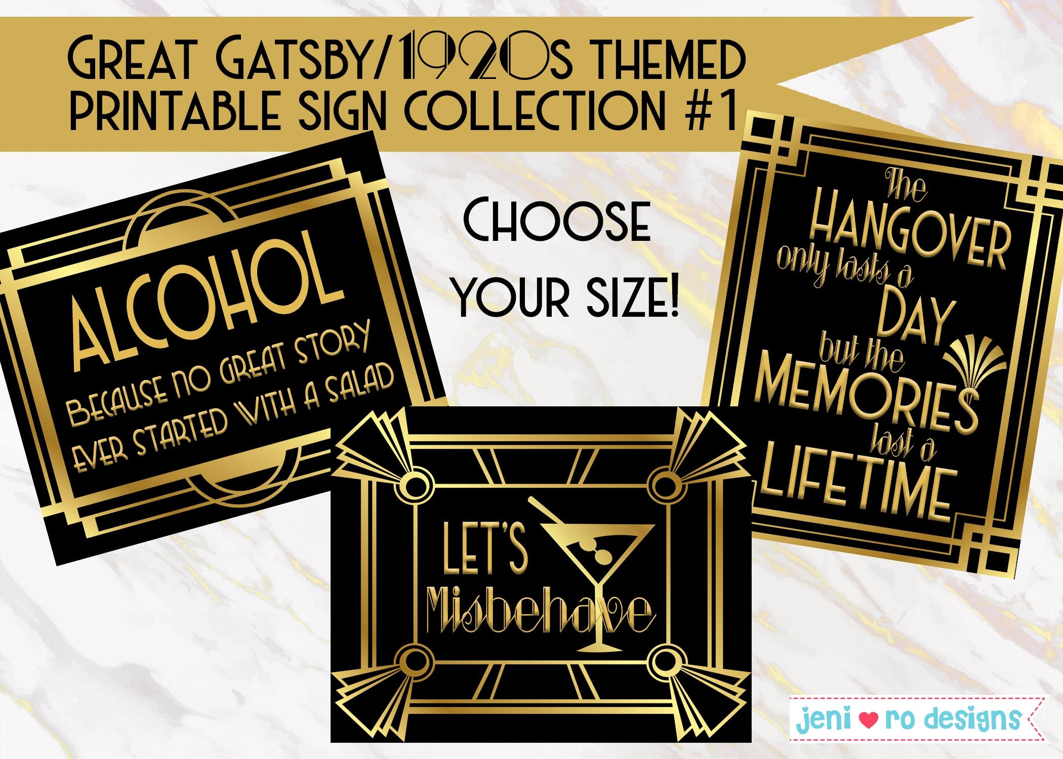 Set Of 6 Printable Party Signs For Great Gatsby Or Roaring 20's Party –  Rebecca Rix Designs