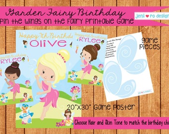 Party Game, Pin the Wing on the Fairy, Fairy Birthday Printable Game, Garden Fairy Birthday, Fairy Party, Party Activity, Personalized
