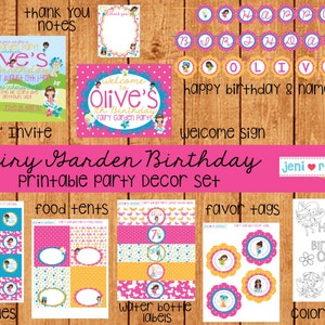Garden Fairy Birthday, Printable Party Set, Fairy Birthday Invite ...