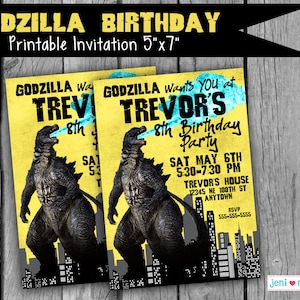 Godzilla Birthday Invitation: Personalized Monster Party (Printable)