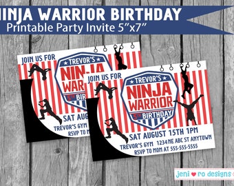 Ninja Warrior Birthday, Parkour Party, Printable Party Invite, Birthday invitation, Ninja warrior, Parkour, Free Running, Personalized