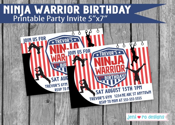 Ninja Warrior Birthday, Parkour Party, Printable Party Invite, Birthday invitation, Ninja warrior, Parkour, Free Running, Personalized Il_570xn