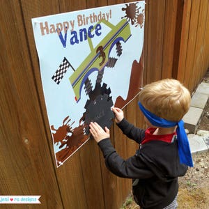 Party Game, Pin the Tire on the Monster Truck, Printable game, Monster truck Birthday, Monster Trucks, Personalized
