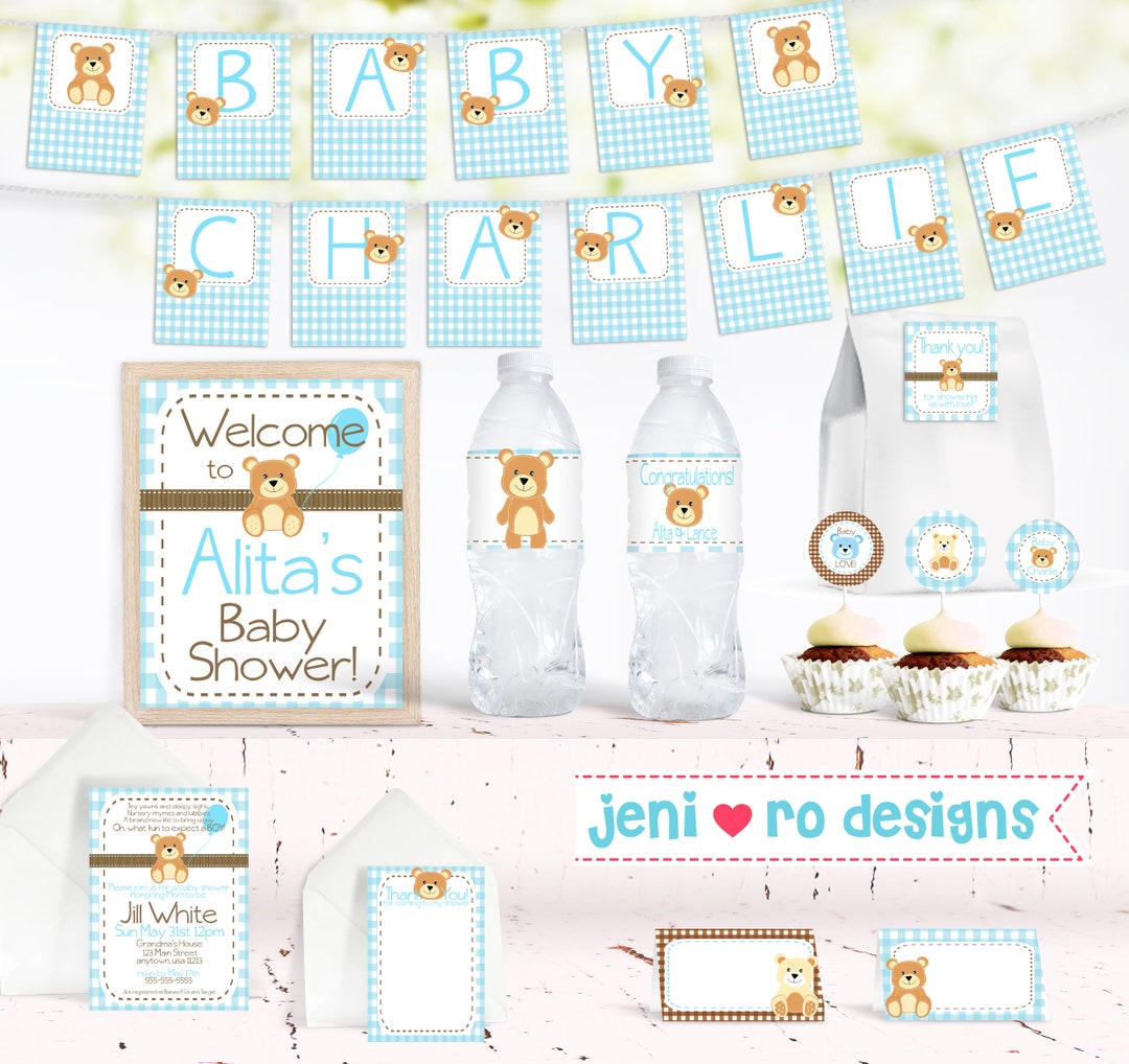 Teddy Bear Boy Baby Shower Printable Party Set Baby Shower - Etsy