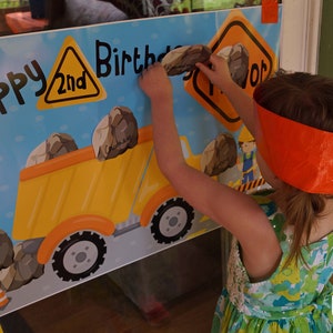 Party Game, Construction Birthday Party, Pin the Rock in the Dump Truck, Printable Game, Birthday Party activity, Dump trucks, Personalized