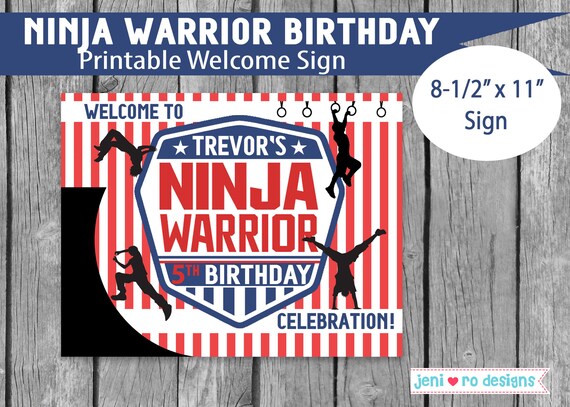 Ninja Warrior Birthday, Parkour Party, Printable Welcome Sign, Party Sign, Birthday decor, Ninja, Parkour, Free Running, Personalized Il_570xn