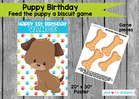 Party Game, Puppy Birthday Printable Game, Feed the Biscuit to the Puppy, Dogs, Pin the tail game, Dog Birthday, Puppy Party, Personalized Il_570xn