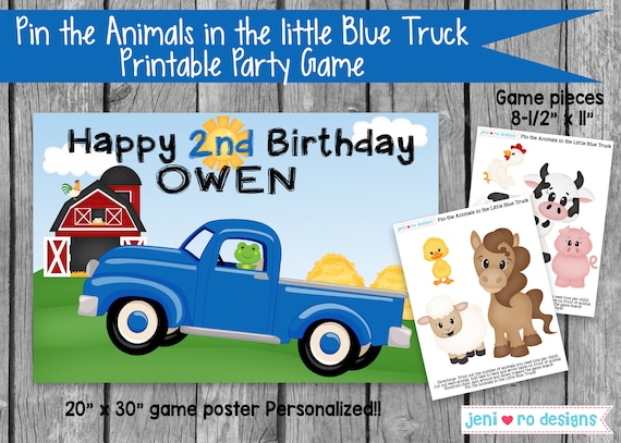 Party Game, Little Blue truck Birthday, Pin the Animals in the Little Blue Truck, Printable Game, Birthday Party activity, Farm birthday Il_570xn