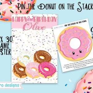 Donut Birthday Printable Party Game Pin the Donut on the - Etsy