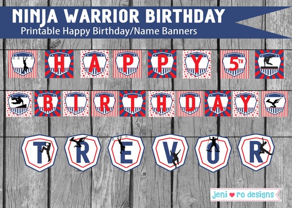 Ninja Warrior Birthday, Parkour Party, Printable Banners, Party Banners, Ninja warrior, Parkour, Free Running, Personalized Il_570xn