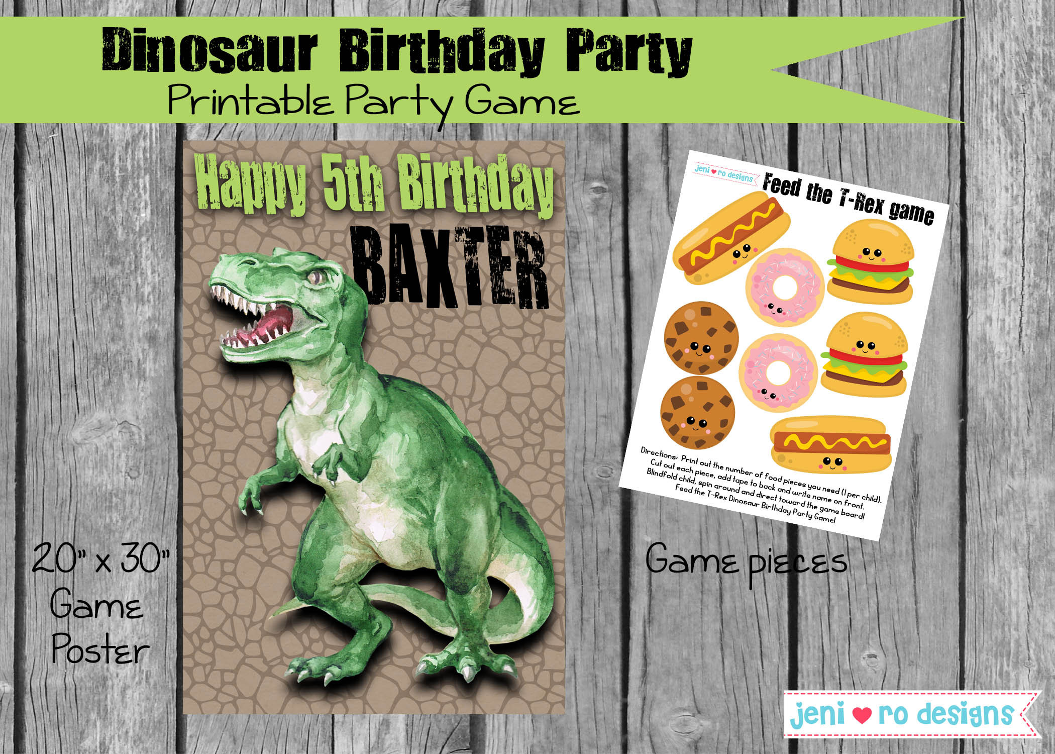 Party Game Feed the Trex Printable Game Dinosaur Birthday 