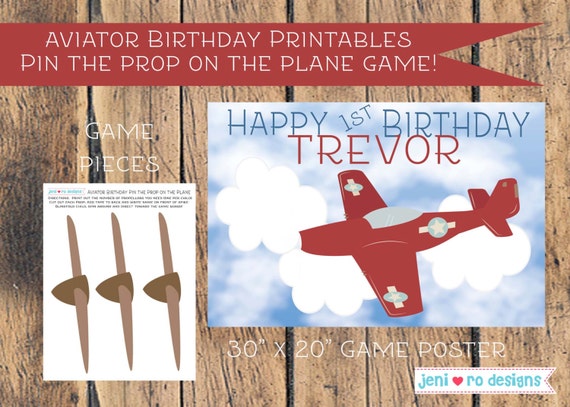 Party Game, Pin the Propellor on the Plane, Printable Birthday Game, Vintage Airplane Birthday, Aviator Birthday, Airplanes, Personalized Il_570xn