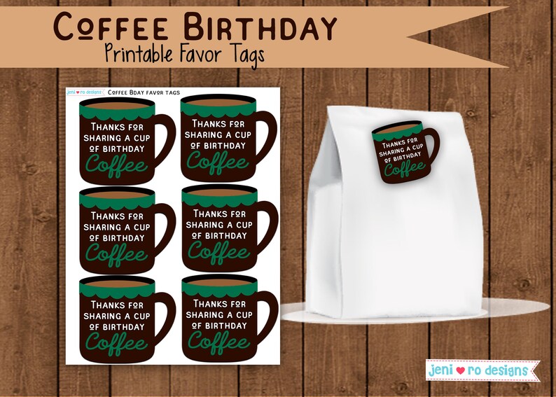 Coffee Birthday Party, Printable Decor set, Coffee invite, Coffee mugs, Coffee break, Coffee beans, Coffee party decor, Personalized image 6