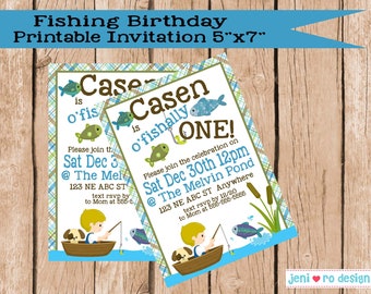 Fishing Birthday, Printable Invitation, Party invite, OFishally One, Gone Fishing, Fishing Birthday Invite, Personalized