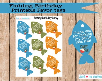 Fishing Birthday, Printable Favor Tags, Favors, Gift tags, OFishally One, Gone Fishing, Fishing Birthday Decorations, Personalized