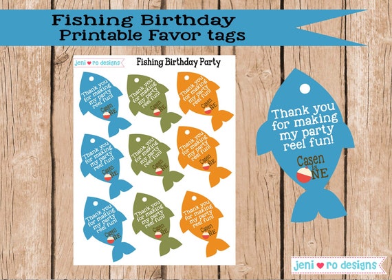 Fishing Birthday, Printable Favor Tags, Favors, Gift Tags